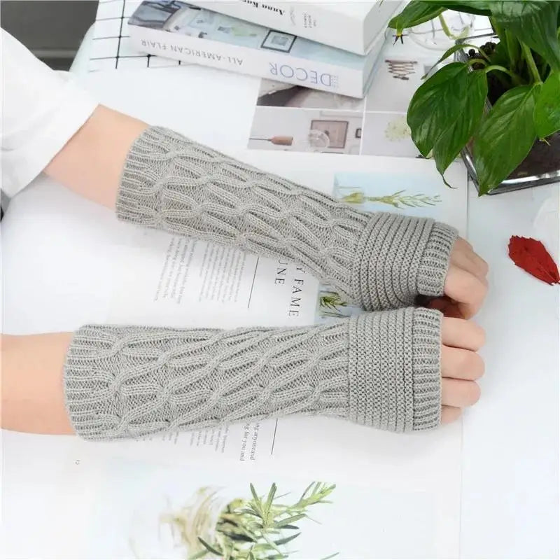 Women's Fingerless Knit Gloves - One-Size Casual Knit Gloves in 4 Colours