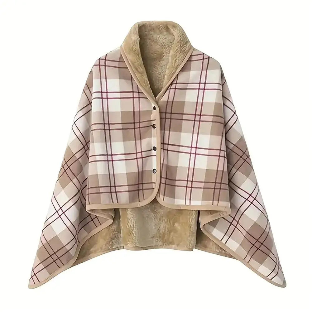 Wearable Shawl Blanket - Thick Tartan Wrap Throw for Home, Office and Sofa