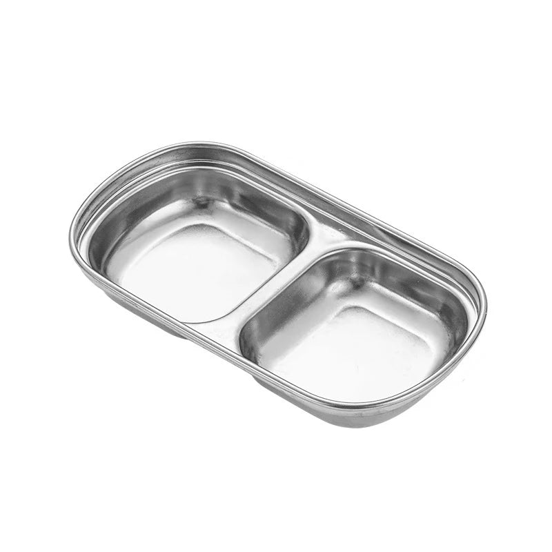 Stainless Steel Divided Dip Bowls - Sauce & Condiment Serving Trays