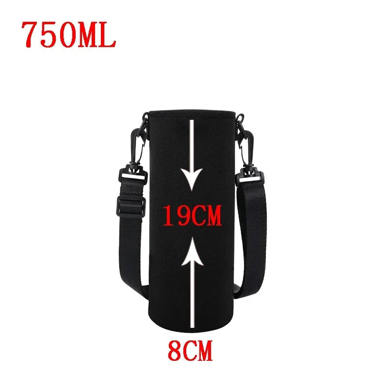 Neoprene Water Bottle Sleeve with Strap - Insulated Bottle Holder Pouch