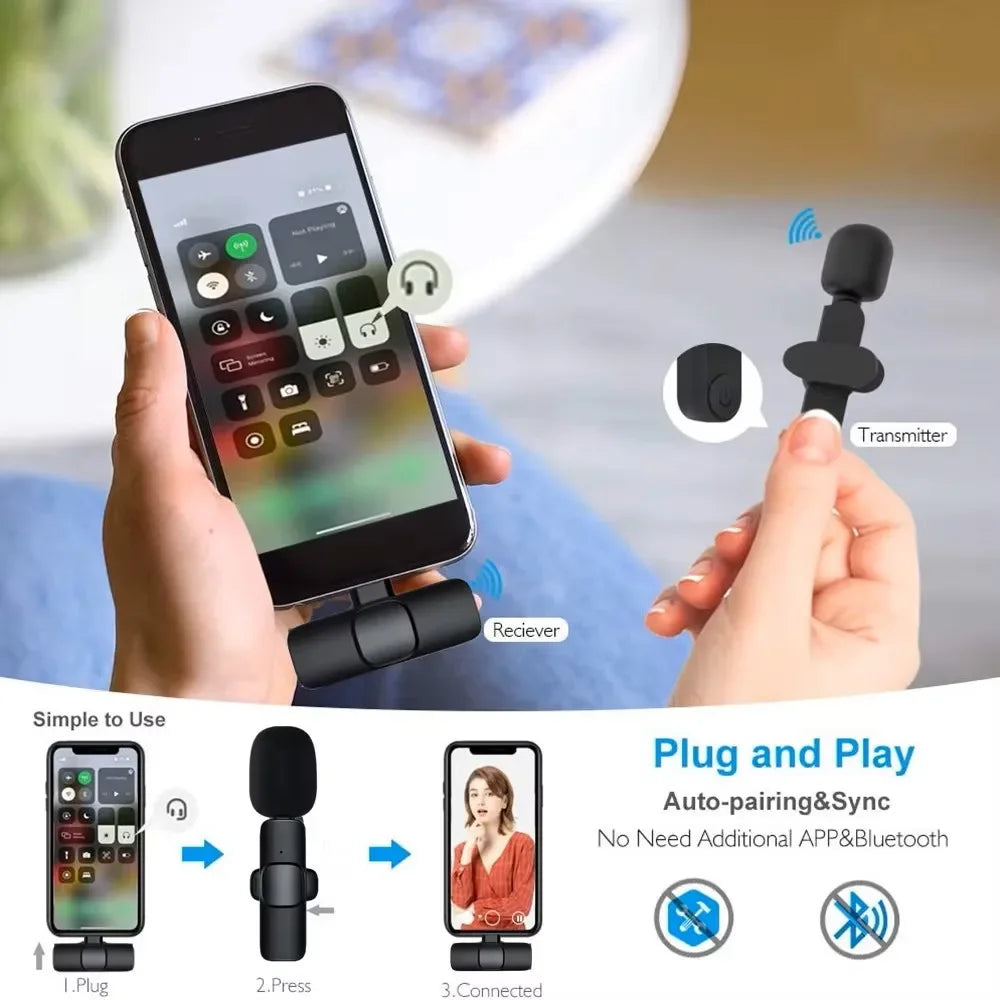 Lavalier Microphone - Mini Wireless Clip Mic for iPhone and Android