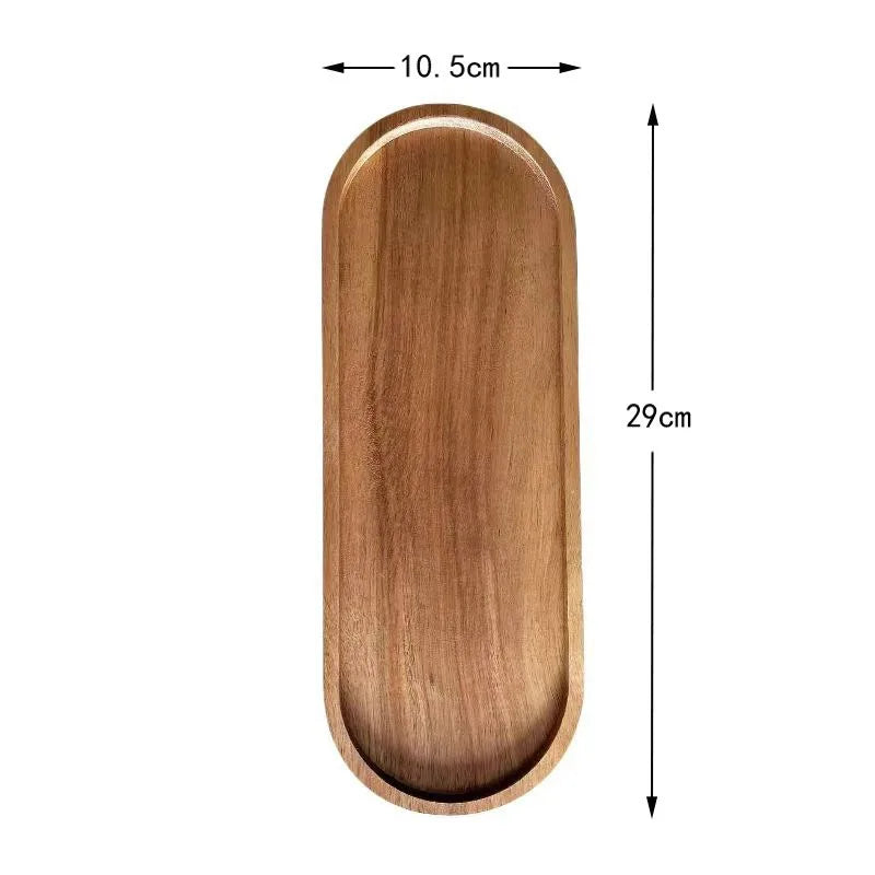 Acacia Wood Serving Platter - Wabi-Sabi Oval & Rectangular Wooden Tray