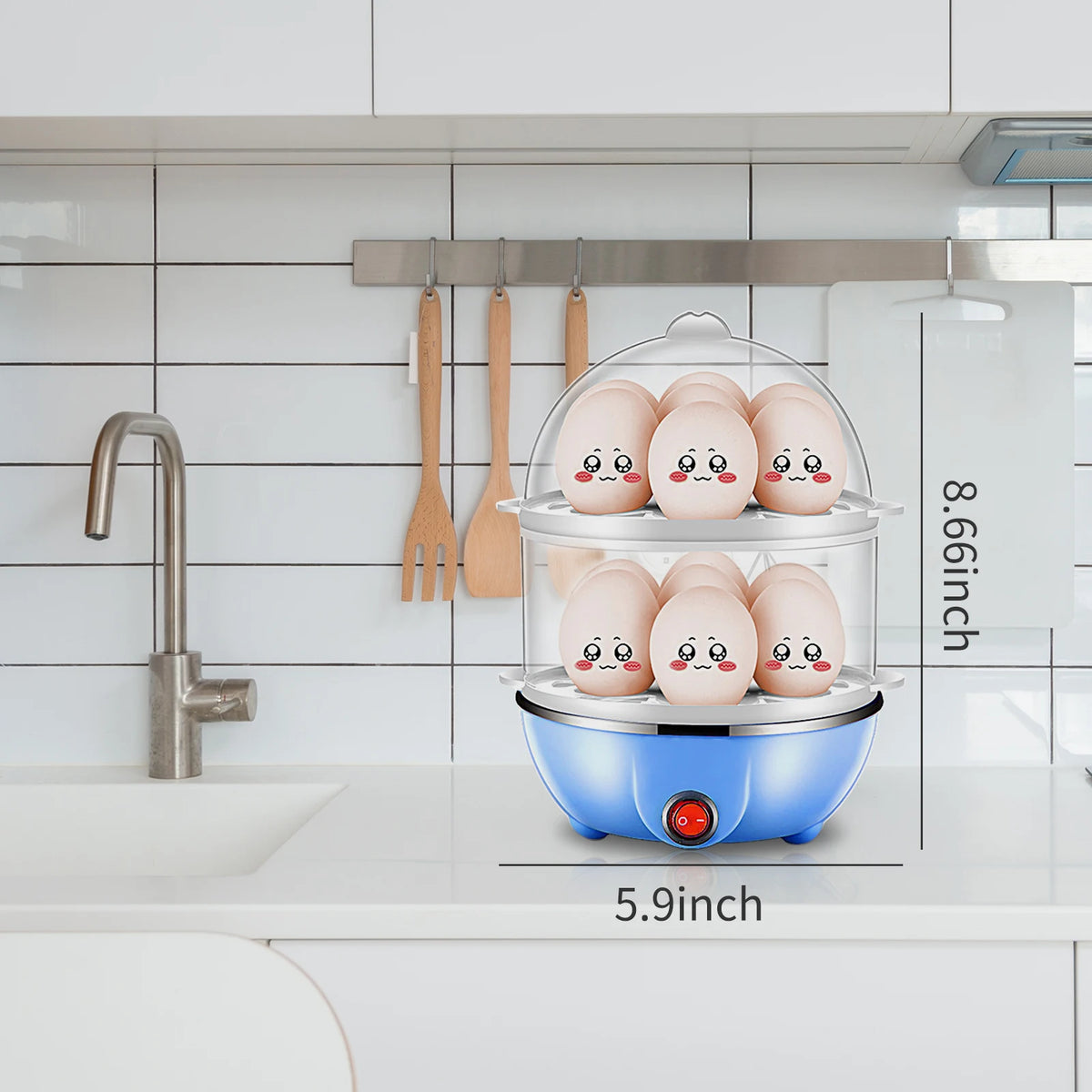 Double Layer Egg Cooker - Electric Egg Steamer with US and EU Plug Options