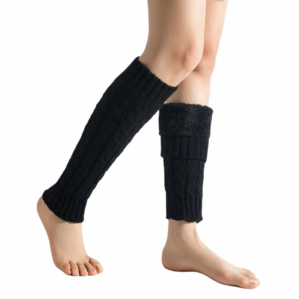 Twist Knit Leg Warmers - Cosy Elastic Boot Socks in 6 Colours