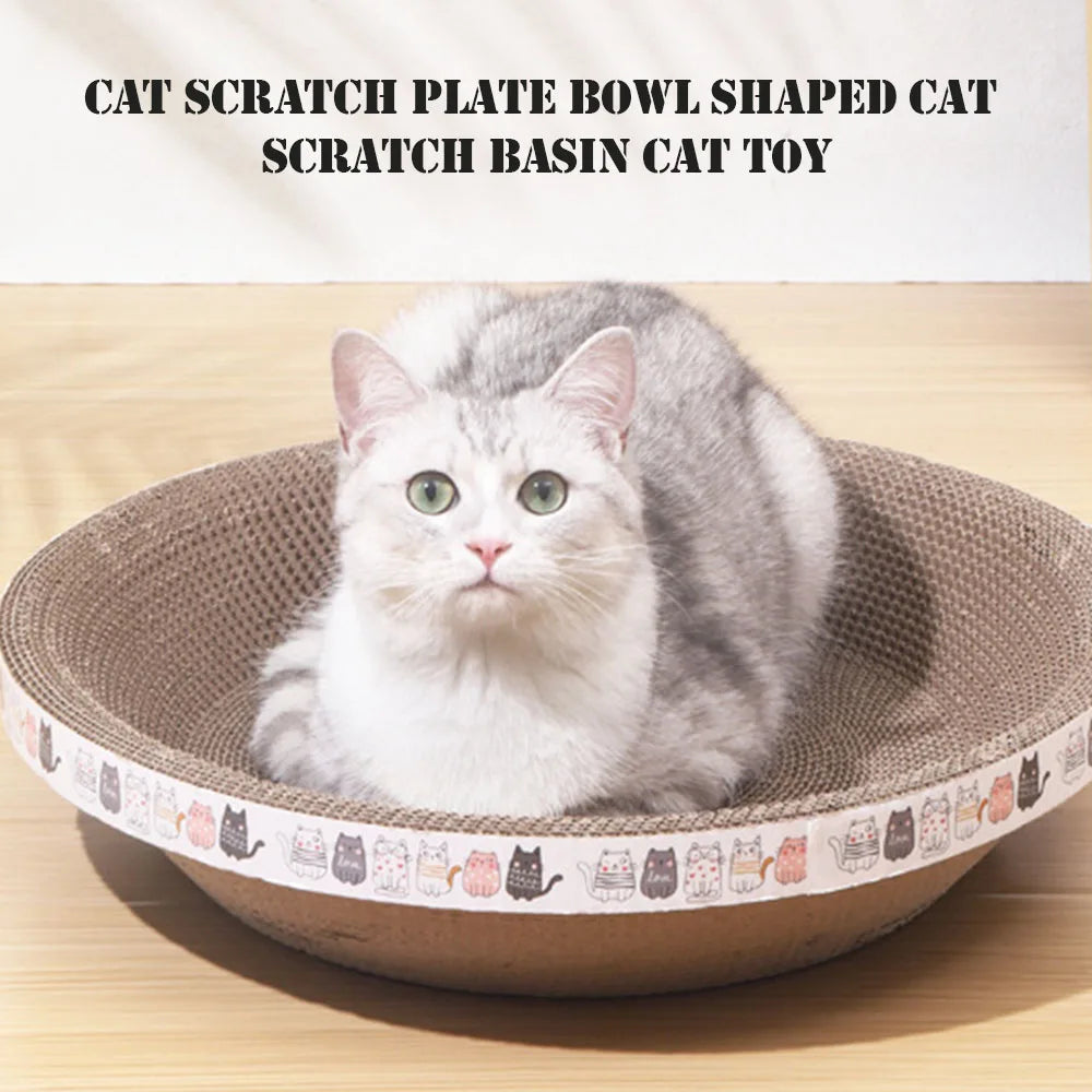 Cat Scratcher Bed - Oval Corrugated Cardboard Scratching Bowl and Lounger, 47 x 32cm