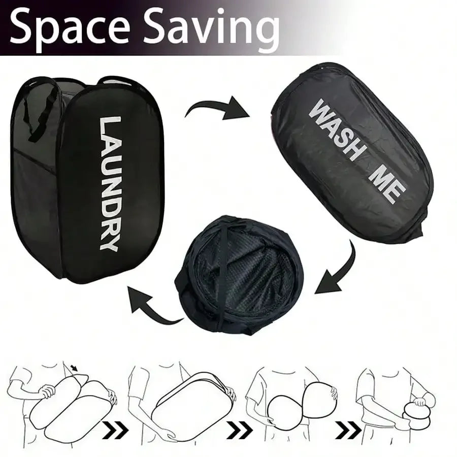 Pop Up Laundry Hamper - Portable Breathable Mesh Basket for Travel and Dorms