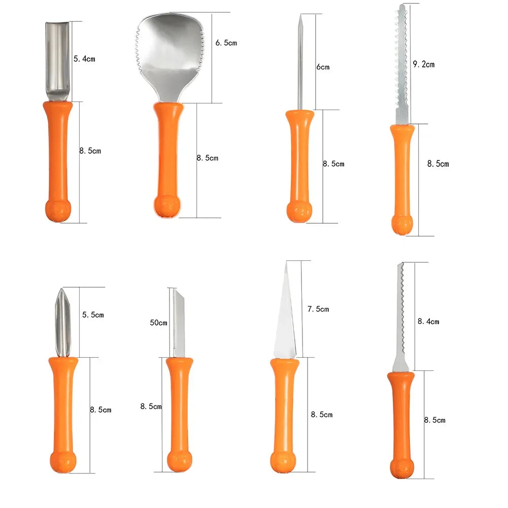Pumpkin Carving Kit 8 Piece - Stainless Steel Halloween Carving Tools for Adults and Kids