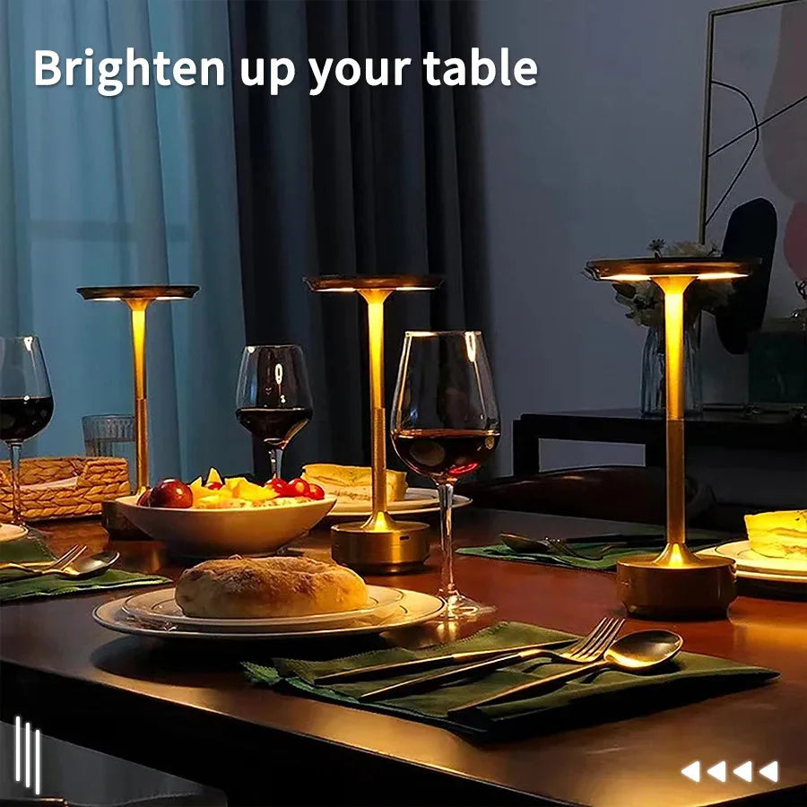 Wireless Table Lamp - USB Rechargeable Touch Candle Light for Bedroom