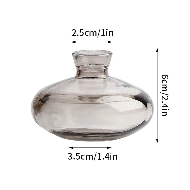 Retro Glass Vase - Thick Glass Bud Vase for Hydroponics and Table Decor