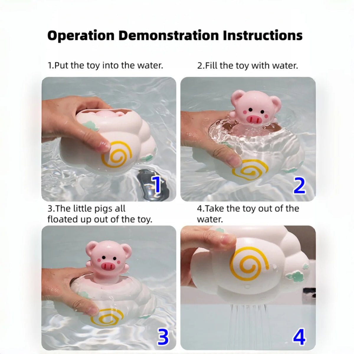 Baby Bath Toy - Pig and Deer Water Play Toys for Toddler Bath Time