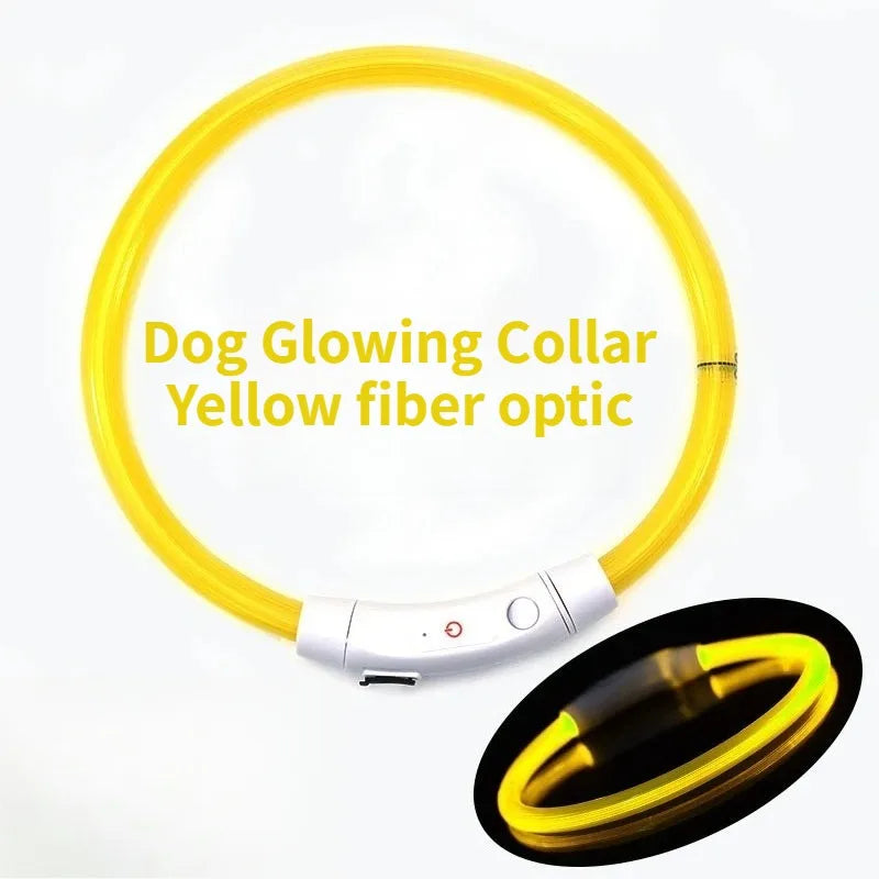 Light Up Dog Collar - Rechargeable Fiber Optic Glow Collar for Night Walks