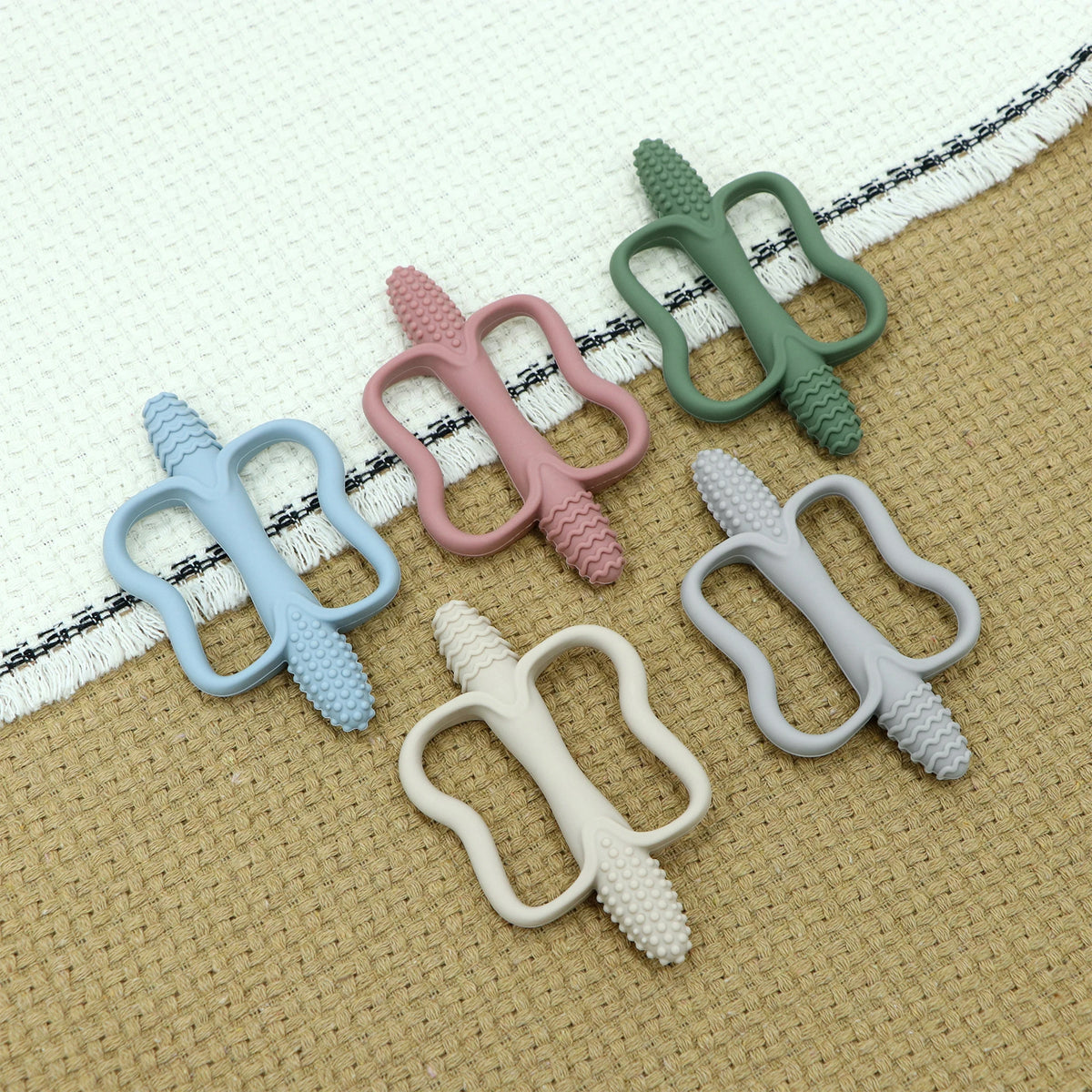 Silicone Teething Stick - Corn Shaped Baby Teether with Handle, 6 Colours