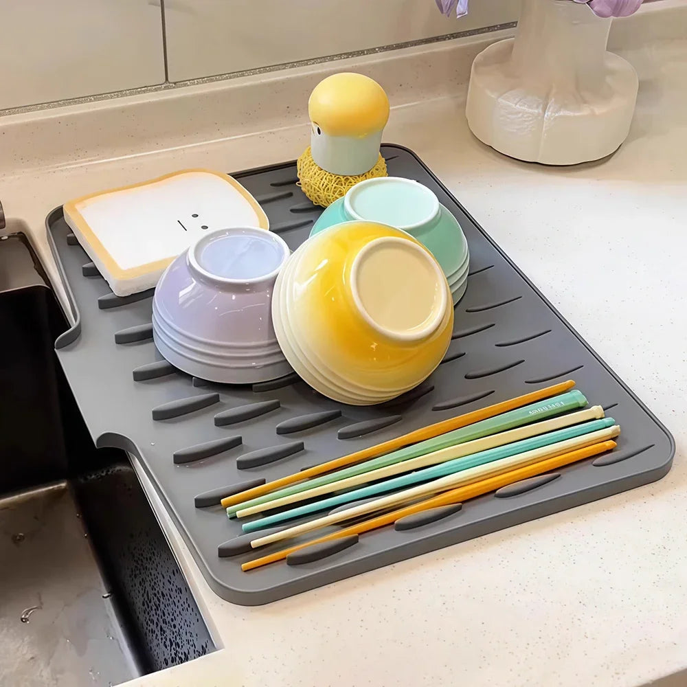 Silicone Dish Drying Mat - Non Slip Kitchen Counter Mat in 3 Sizes