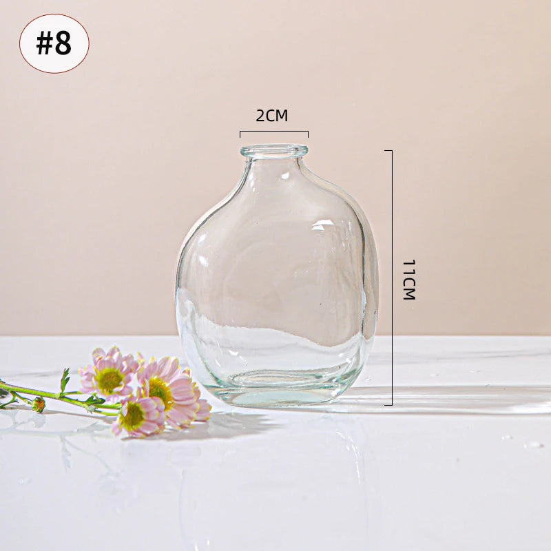 Retro Glass Vase - Thick Glass Bud Vase for Hydroponics and Table Decor