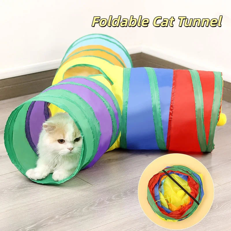 Foldable Cat Tunnel - Collapsible Pop-Up Play Tube for Kittens, Cats and Small Pets