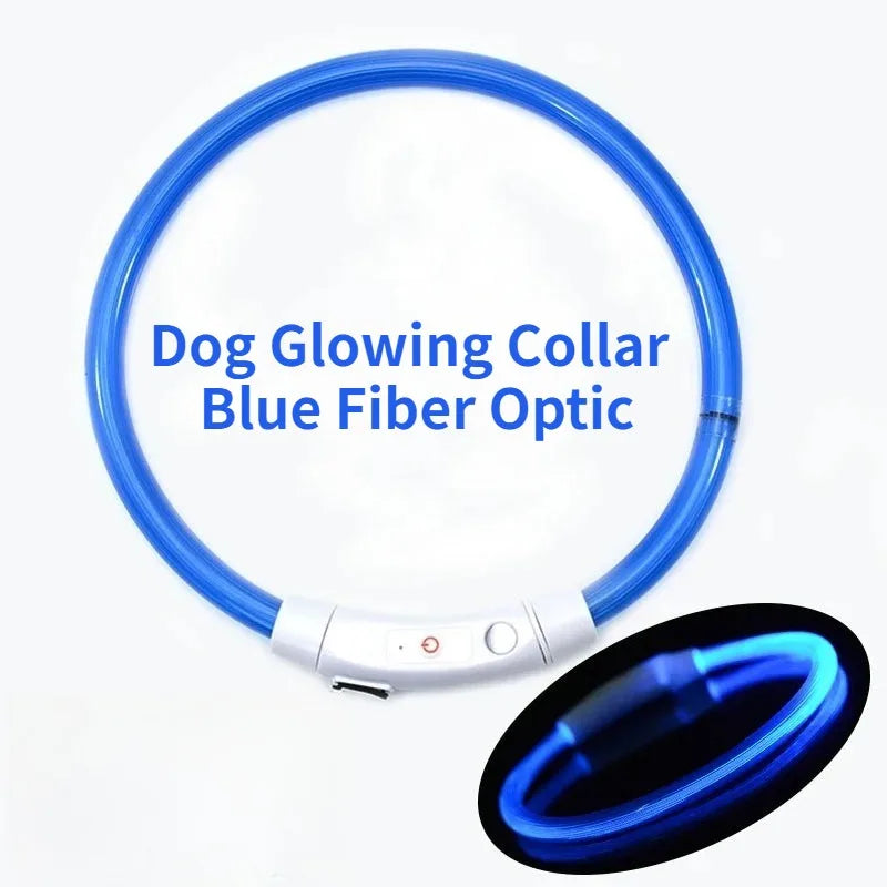 Light Up Dog Collar - Rechargeable Fiber Optic Glow Collar for Night Walks
