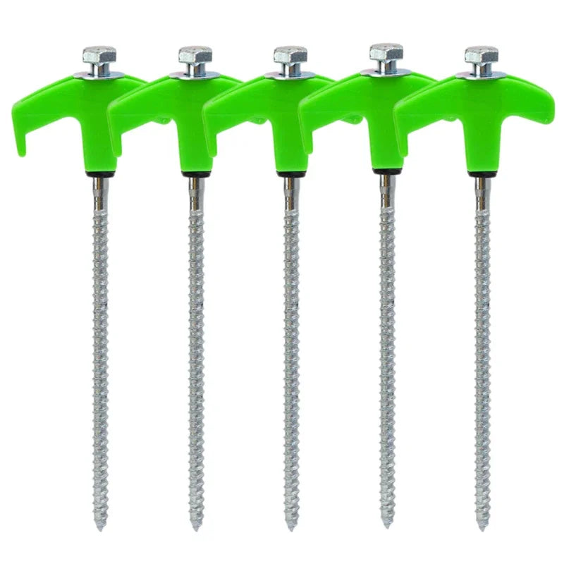 Screw Tent Pegs - Hexagonal Spiral Ground Stakes for Camping, Awnings and Decking, 5 and 10 Packs