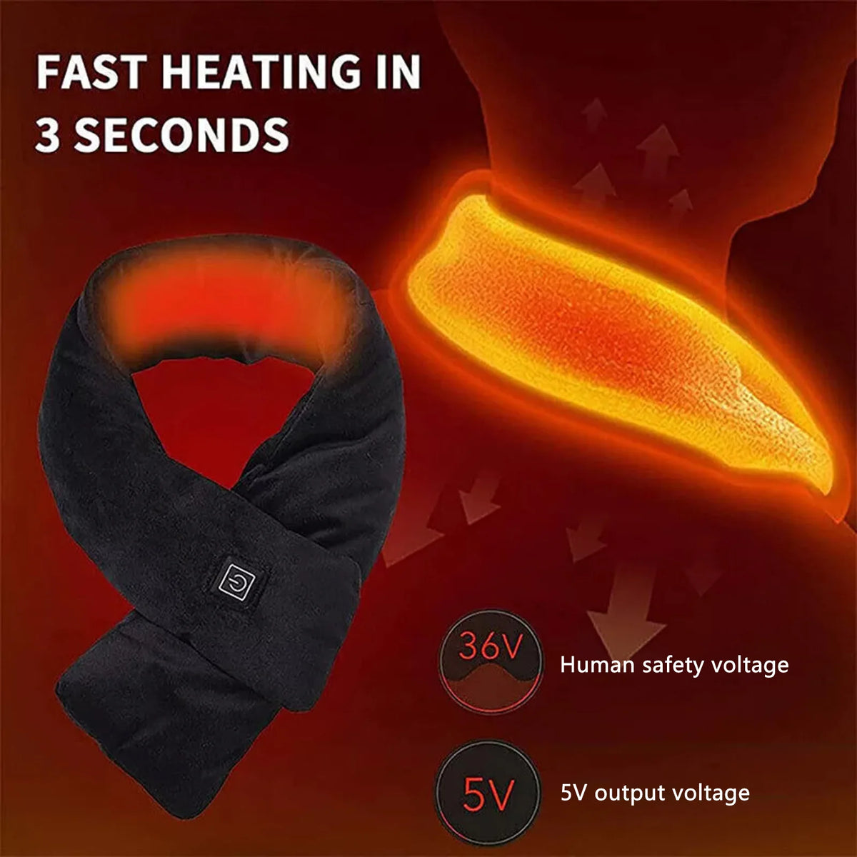 Electric Heated Neck Scarf - Soft Warming Neck Wrap in Nine Colours