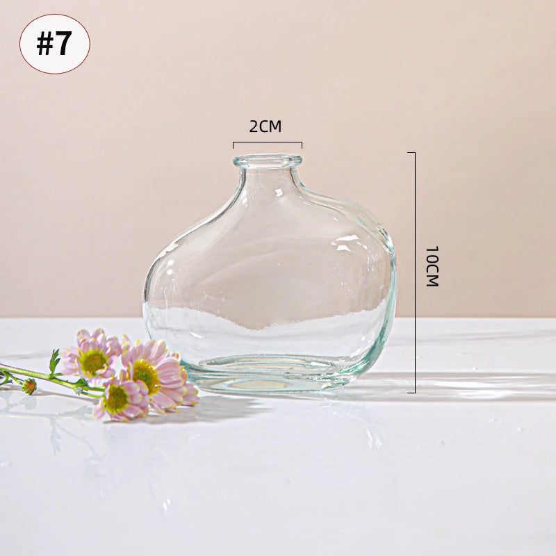 Retro Glass Vase - Thick Glass Bud Vase for Hydroponics and Table Decor