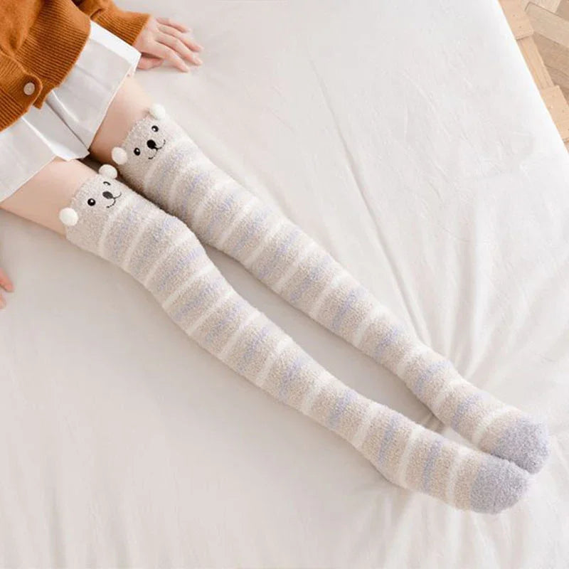 Womens Thigh High Fuzzy Socks - Cozy Soft Warm Pair in EU 34-39