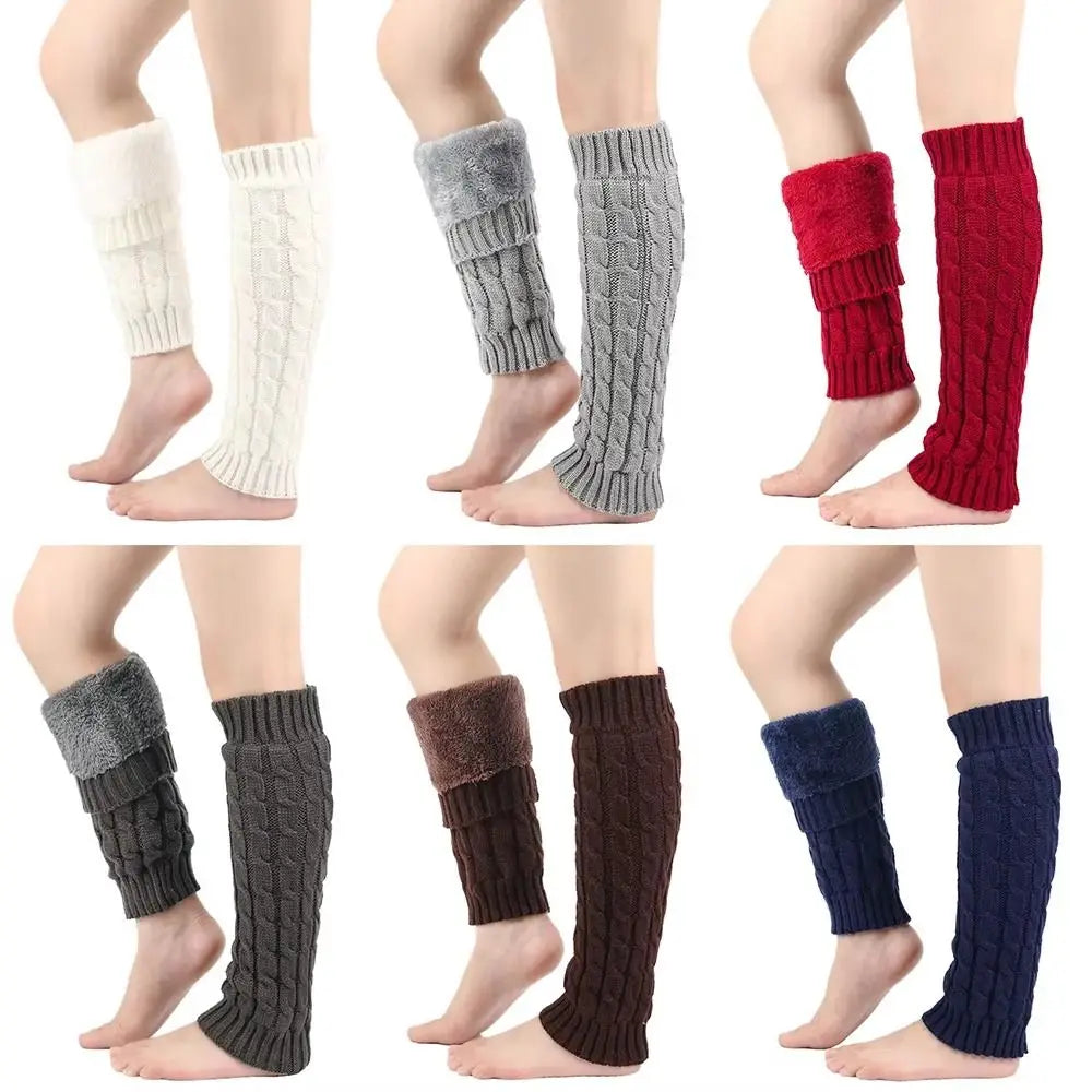 Twist Knit Leg Warmers - Cosy Elastic Boot Socks in 6 Colours