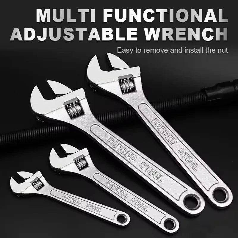 Adjustable Wrench - Wide Jaw Long Handle Spanner in 6, 8, 10 and 12 inch