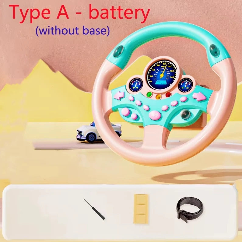 Kids Steering Wheel Toy - Battery Powered Pretend Driving Play for Toddlers