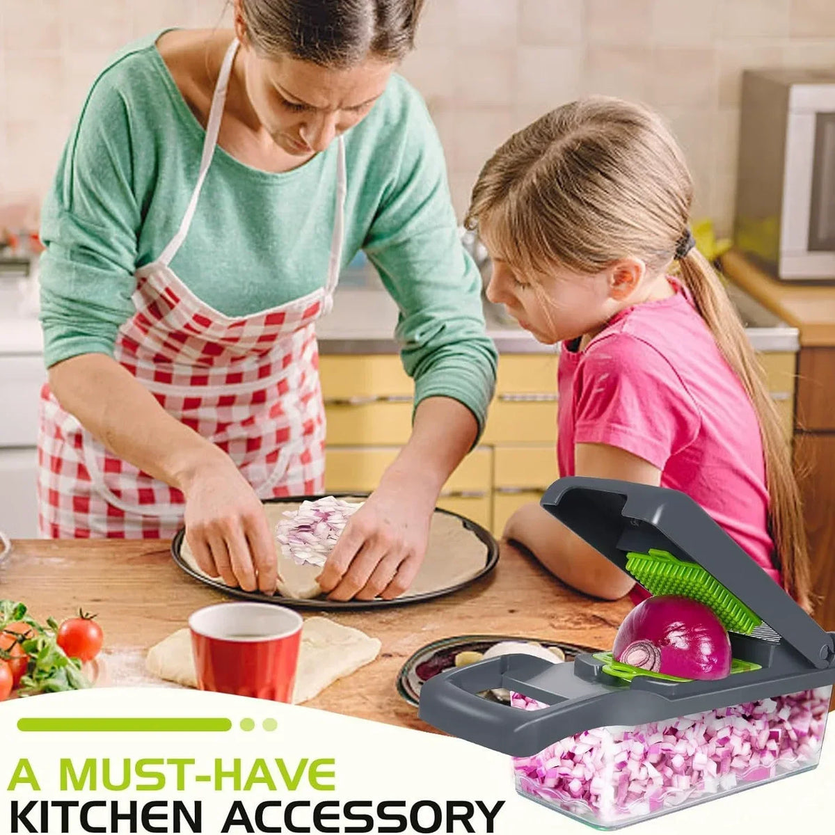 Multi-Function Vegetable Chopper - 5-in-1 Manual Slicer, Dicer and Grater for Fast Meal Prep