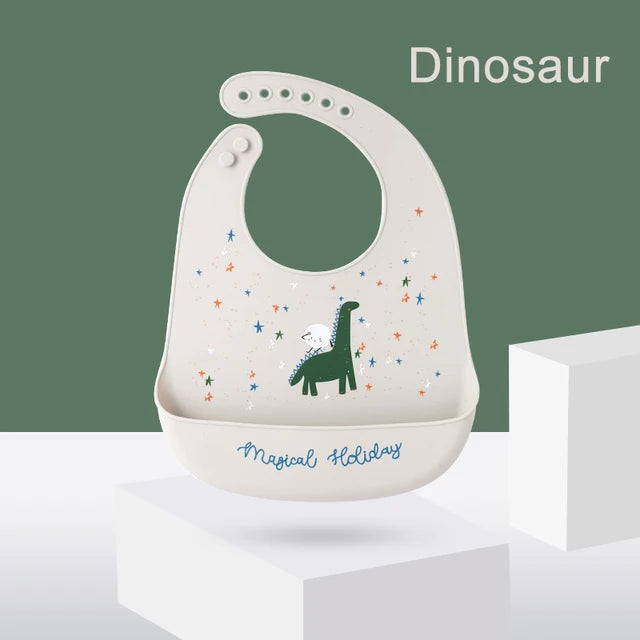 Silicone Baby Bib - Waterproof Feeding Apron with Crumb Catcher Pocket