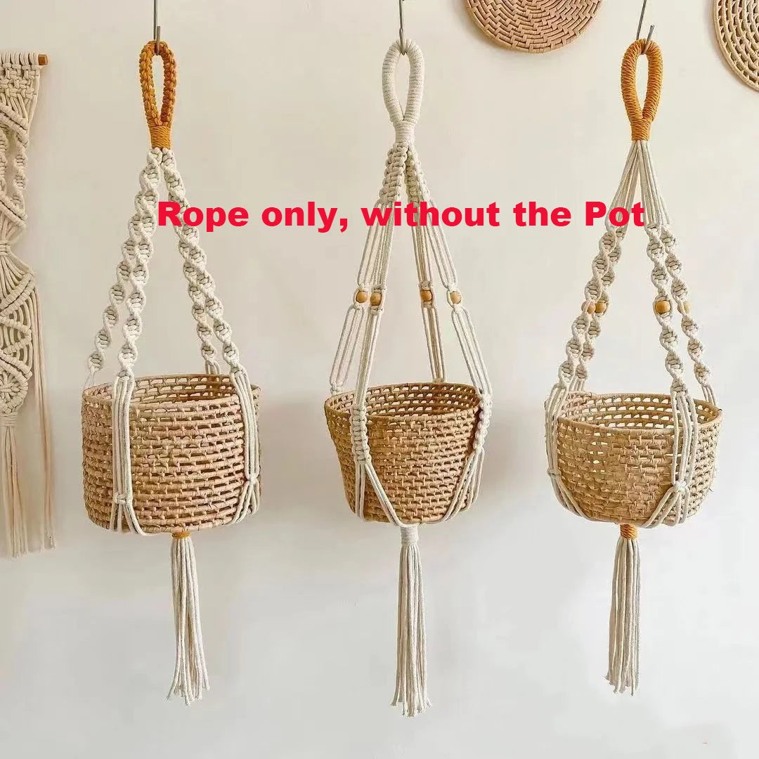 Macrame Plant Hanger - Woven Cotton Rope Planter Holder in 14 Boho Styles