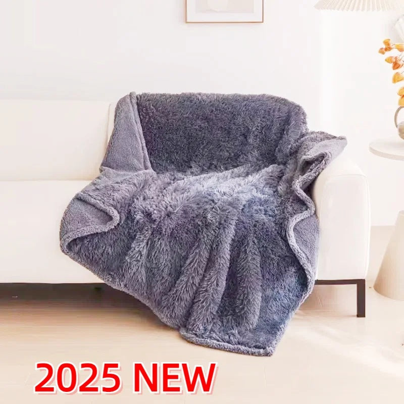 Grey waterproof throw blanket draped over a bathroom stool