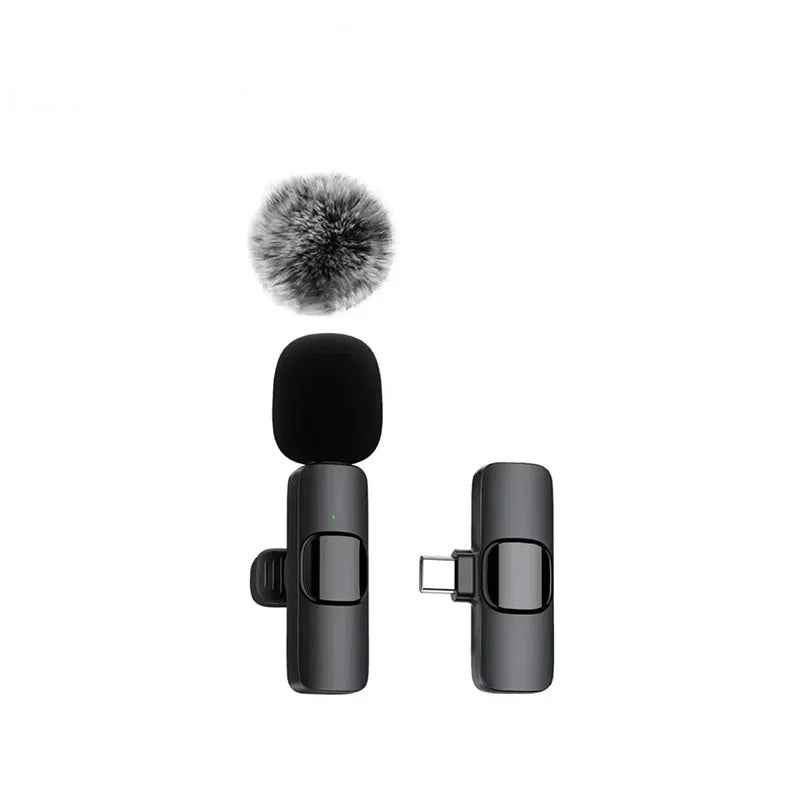 Single wireless lavalier microphone and receiver shown from the front