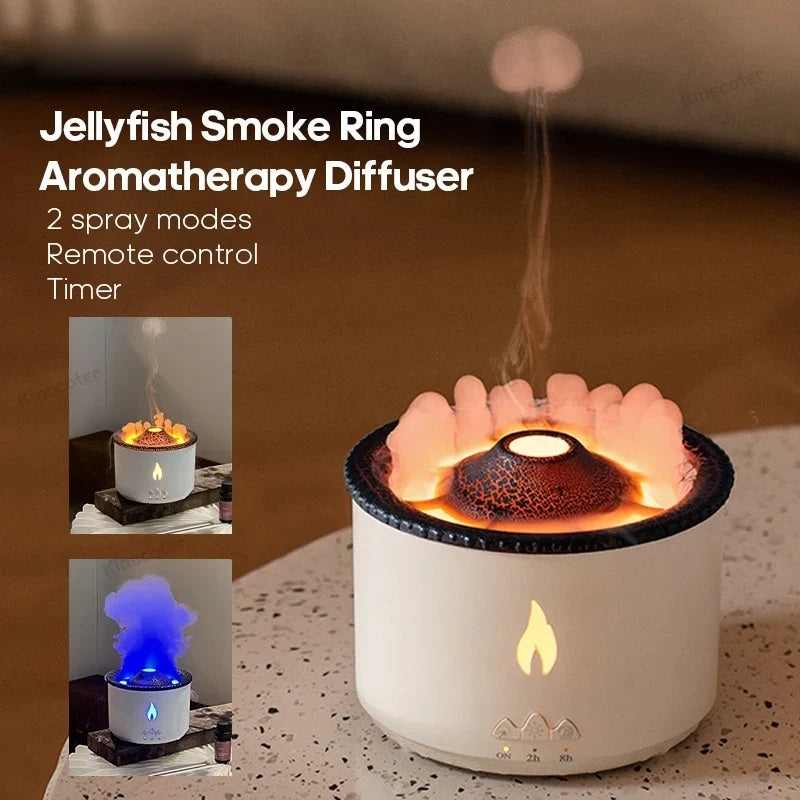 Jellyfish smoke ring aromatherapy diffuser with two spray modes and remote