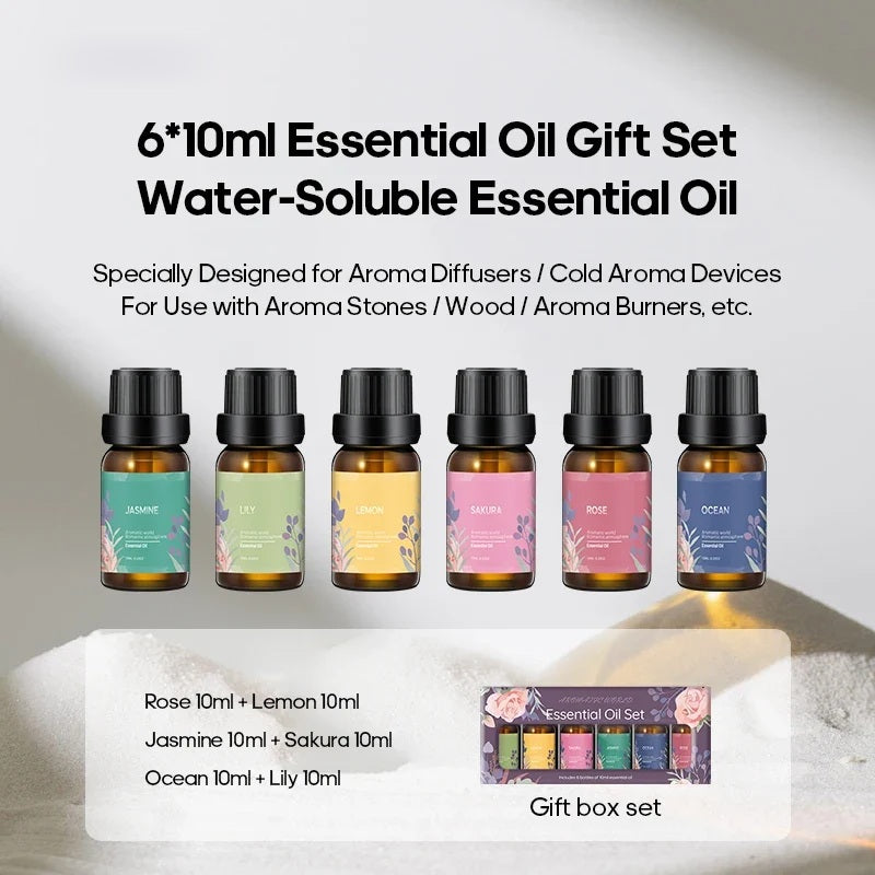 Six bottle 10ml water soluble essential oil gift set