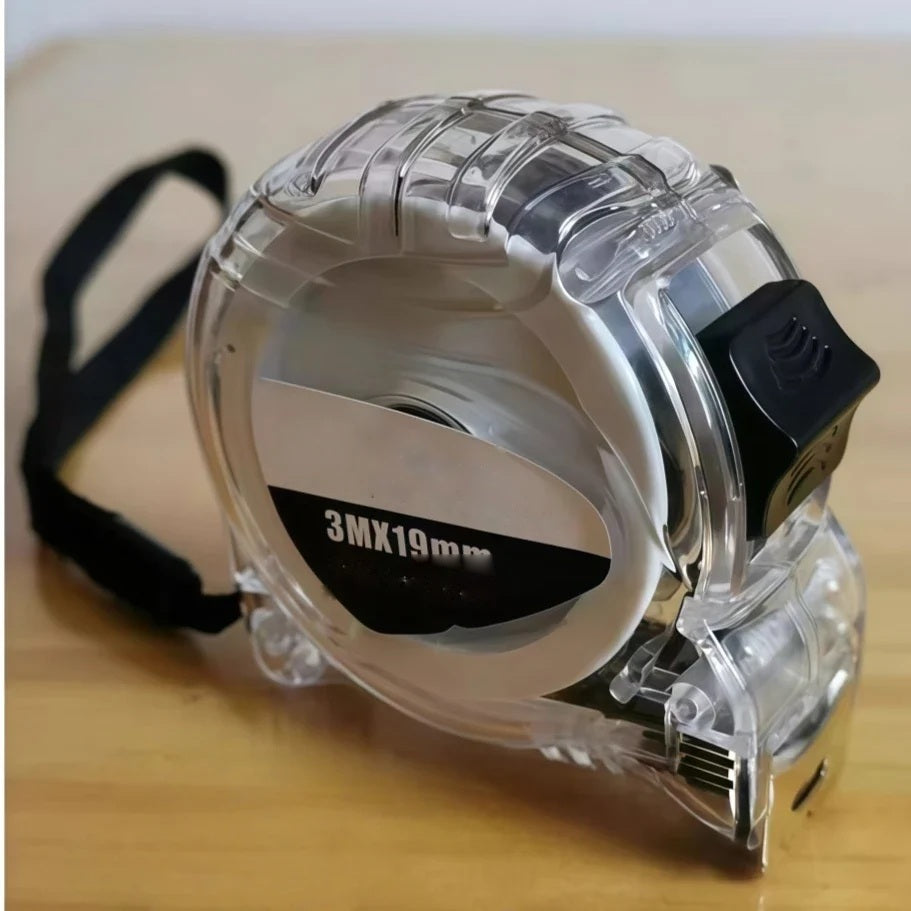 3M by 19mm tape measure resting on a wooden surface