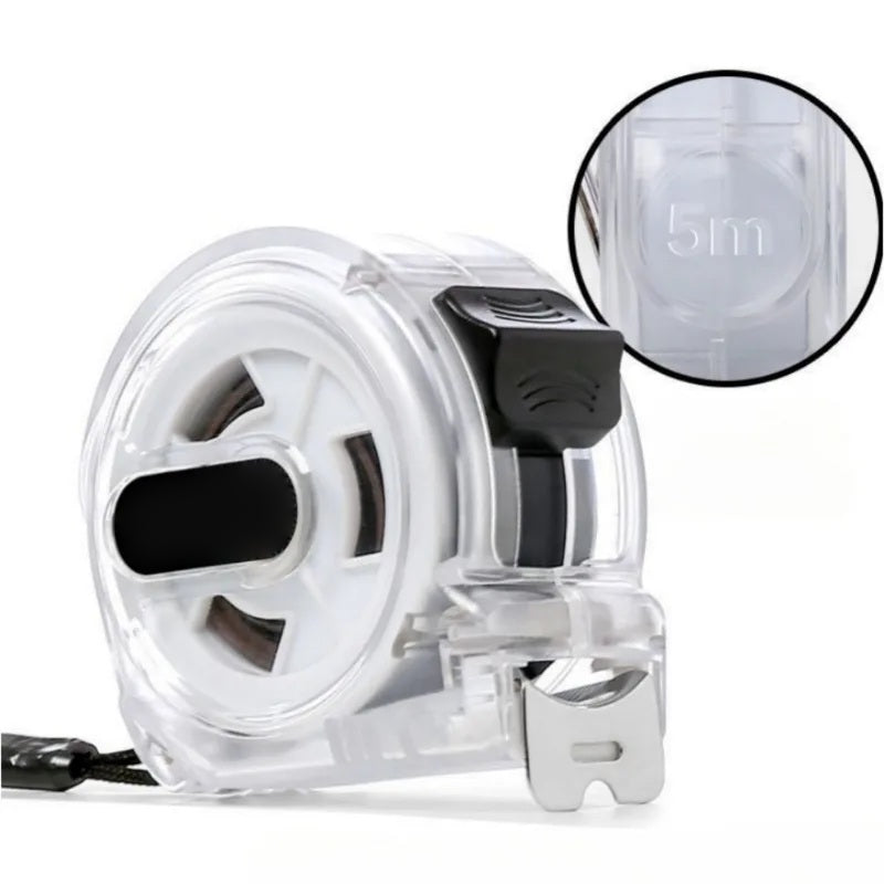 Transparent tape measure on a white background