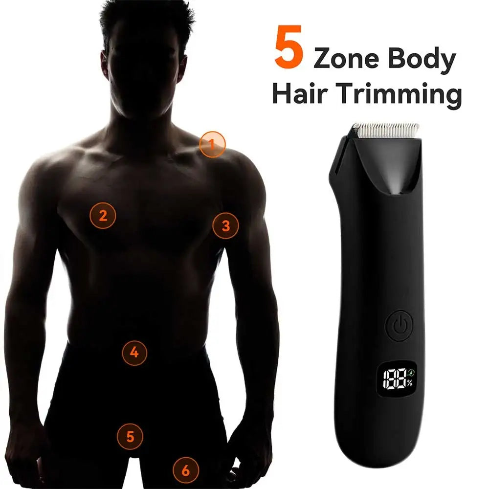 Five zone body hair trimming guide with black trimmer