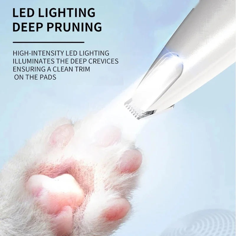 LED lighting illuminating a paw during trimming