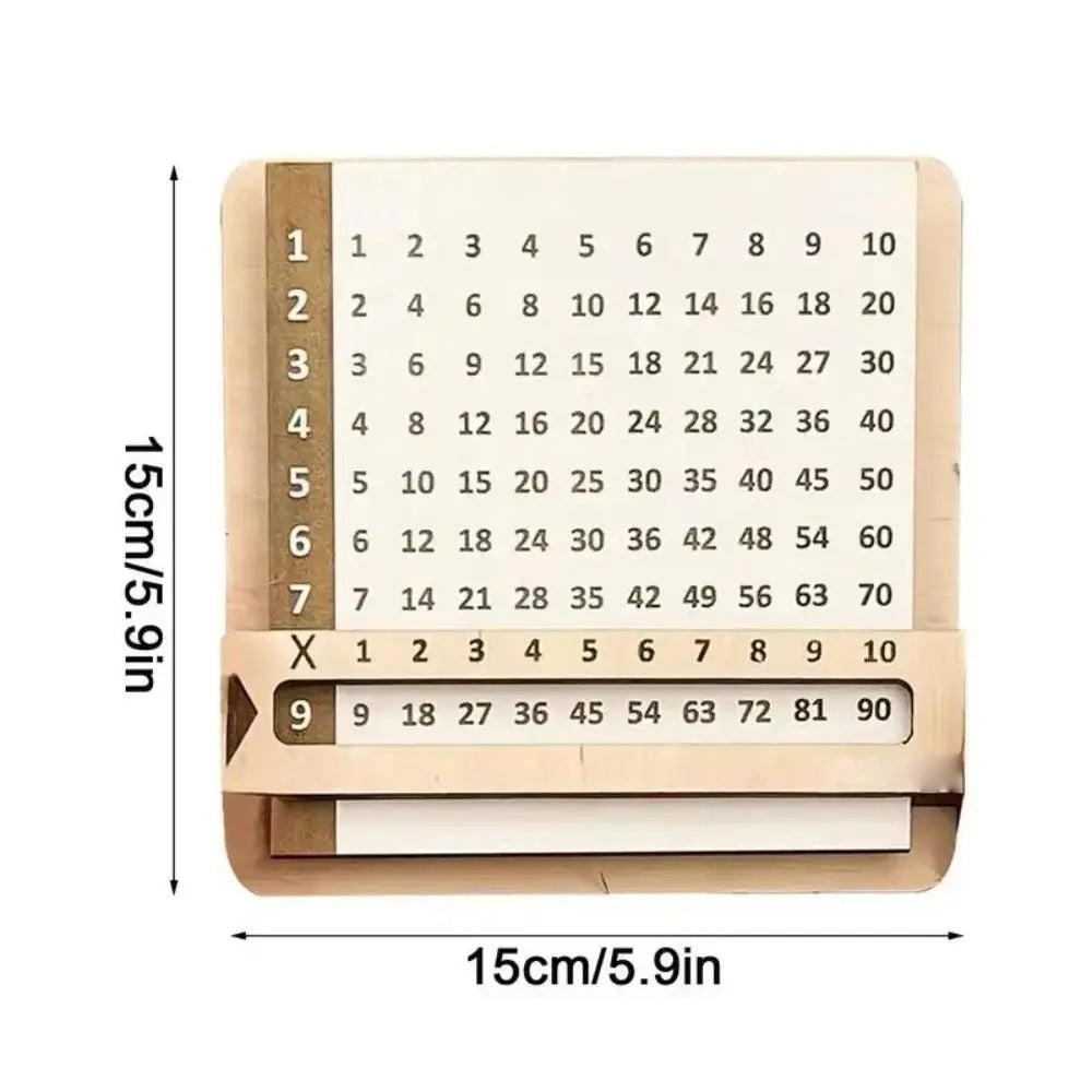Wooden multiplication table board with 15cm size guide