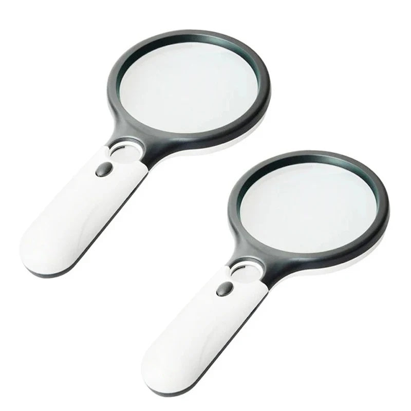 Two handheld magnifying glasses shown side by side on a white background