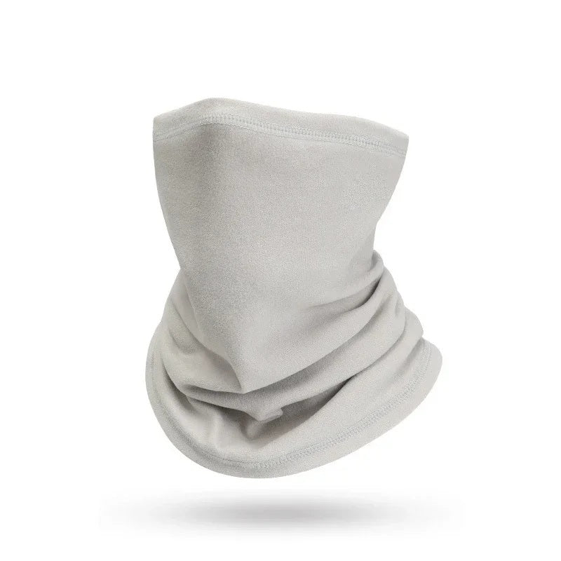 Light grey thermal neck gaiter on a white background