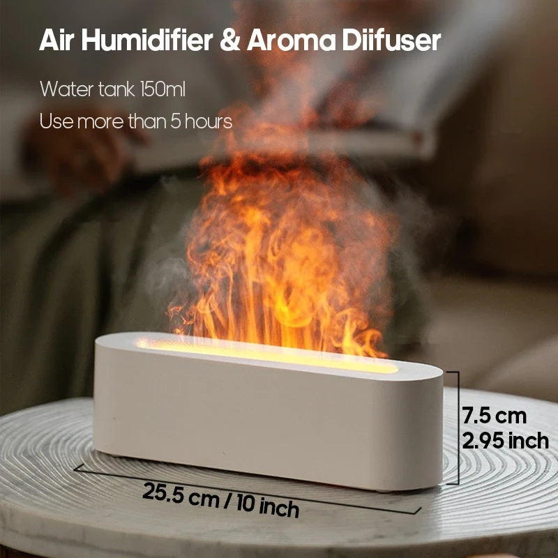Flame effect aroma diffuser with colour flame lighting