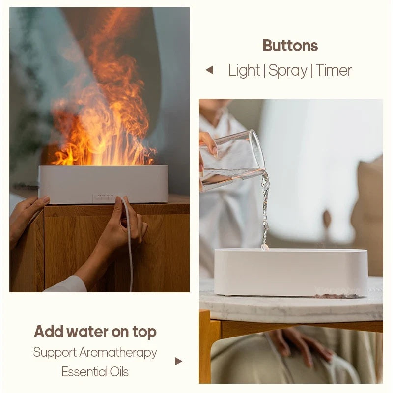Aroma diffuser buttons and top-fill water tank