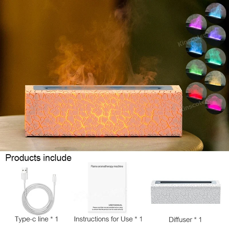 Orange flame aroma diffuser with box contents listed