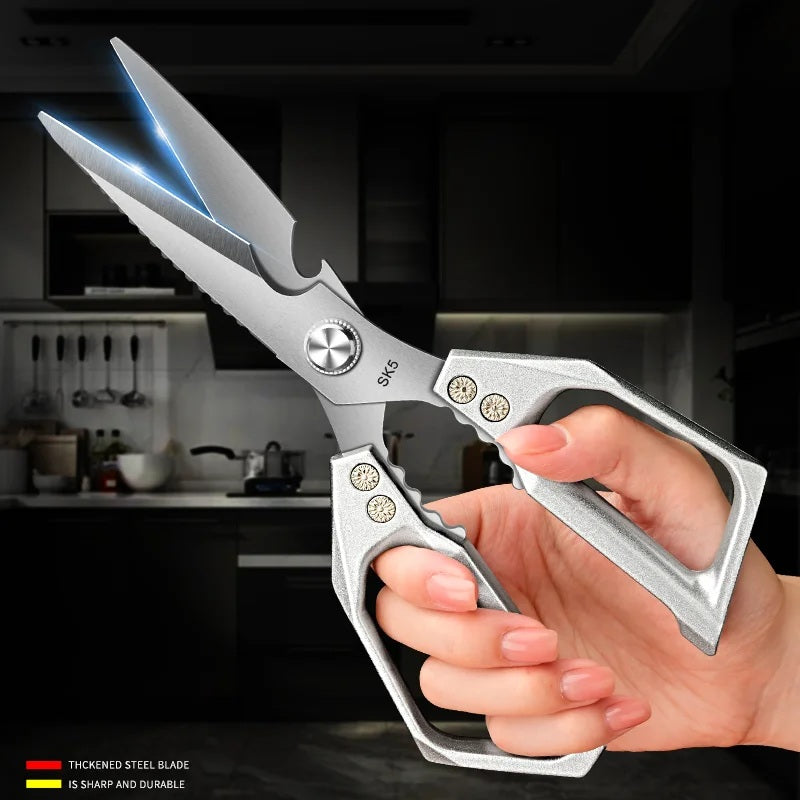 Close-up of the serrated stainless steel blade edge
