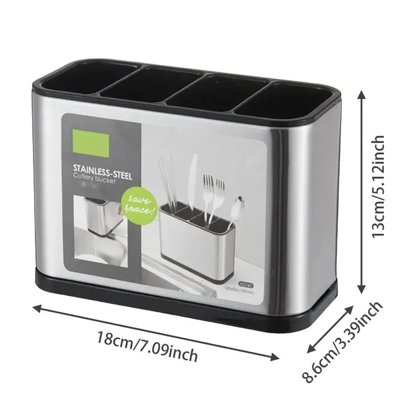 Cutlery caddy with dimensions 18cm by 8.6cm by 13cm marked