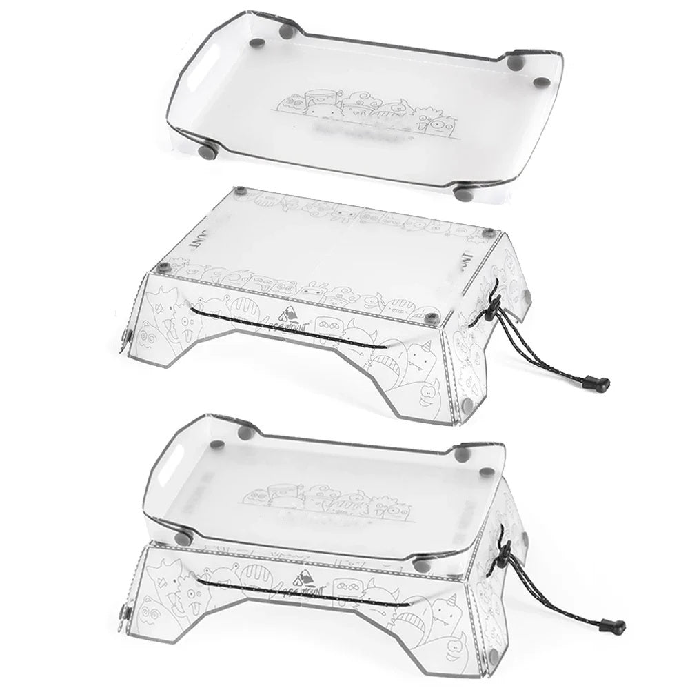 Three views of the folding camping table