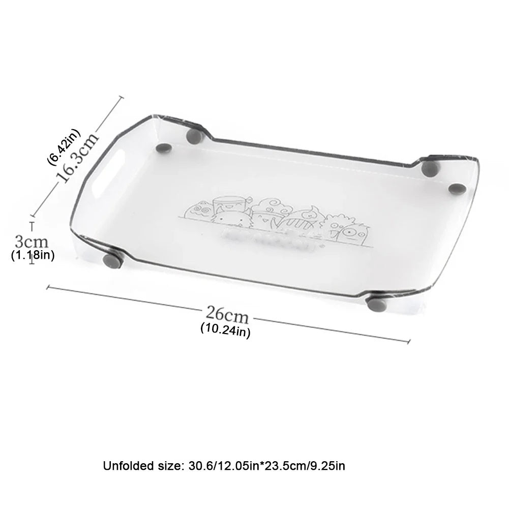 Camping table tray with 26cm by 16.3cm dimensions marked