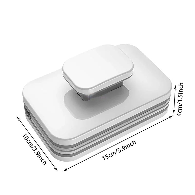 Close-up of the window cleaner's rubber squeegee edge