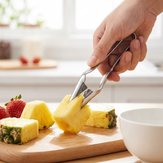 Strawberry huller and pineapple corer preparing fruit